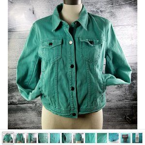 DKNY Jeans Jacket Vibrant green women sz M 100%  COTTON